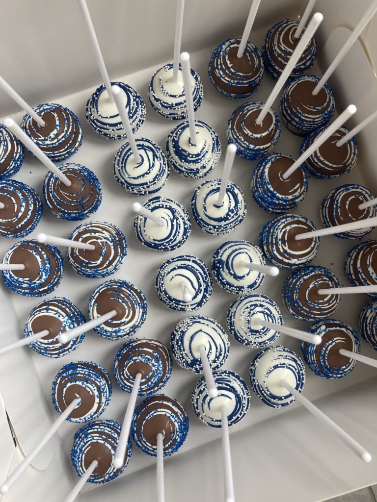 Graduation cake pops in a box