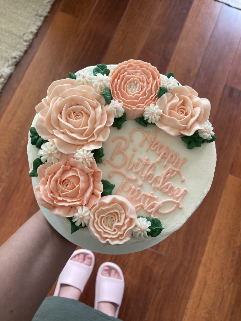 Peach floral cake