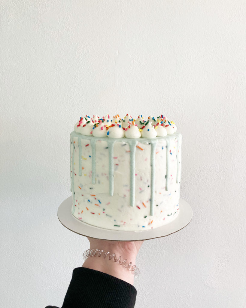 Funfetti birthday cake with drip