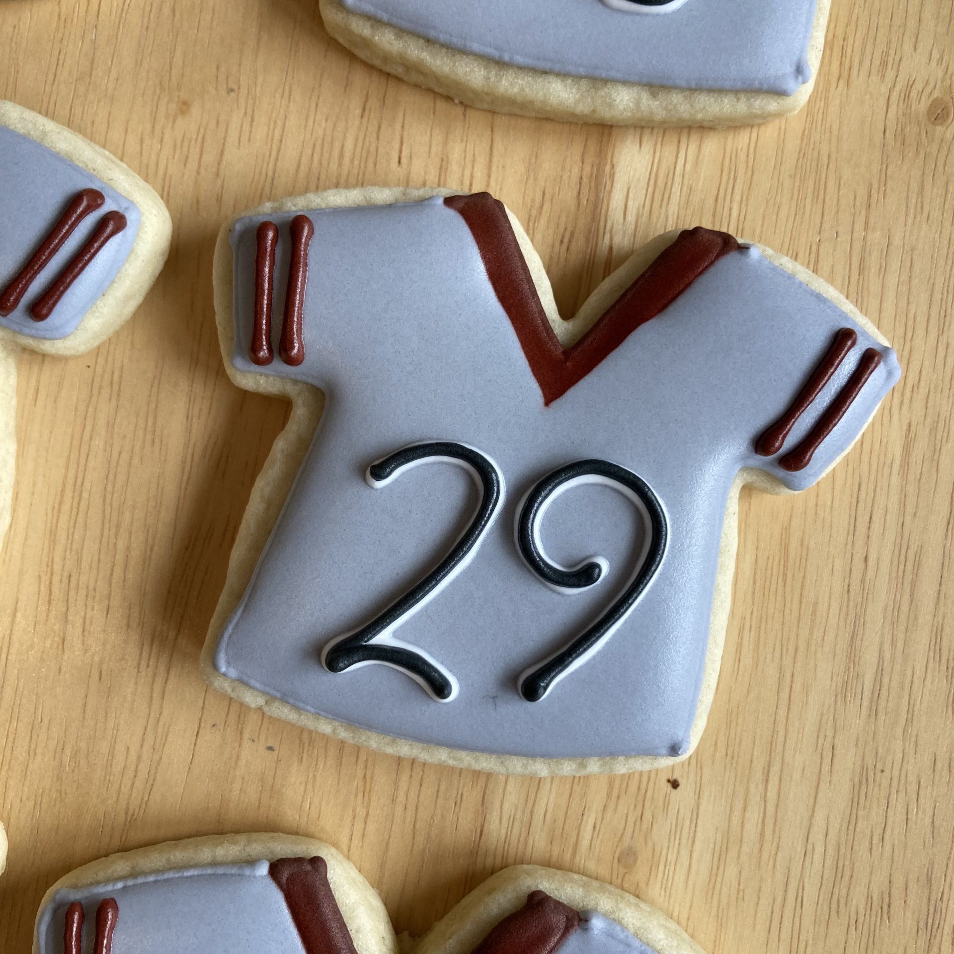 Manhiem Barons football jersey royal icing cookies