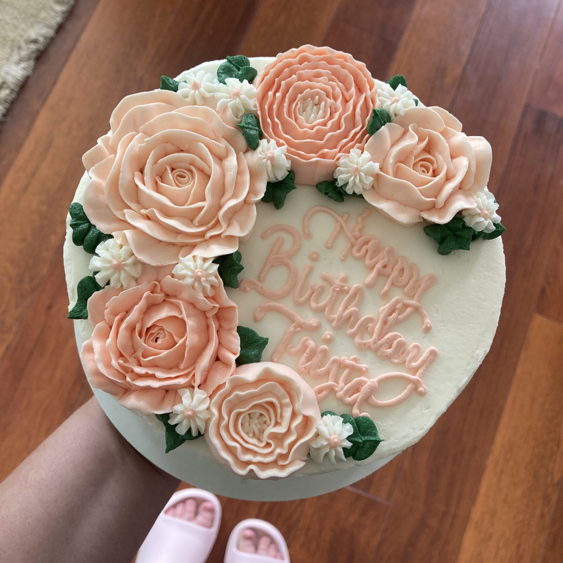 Peach floral cake