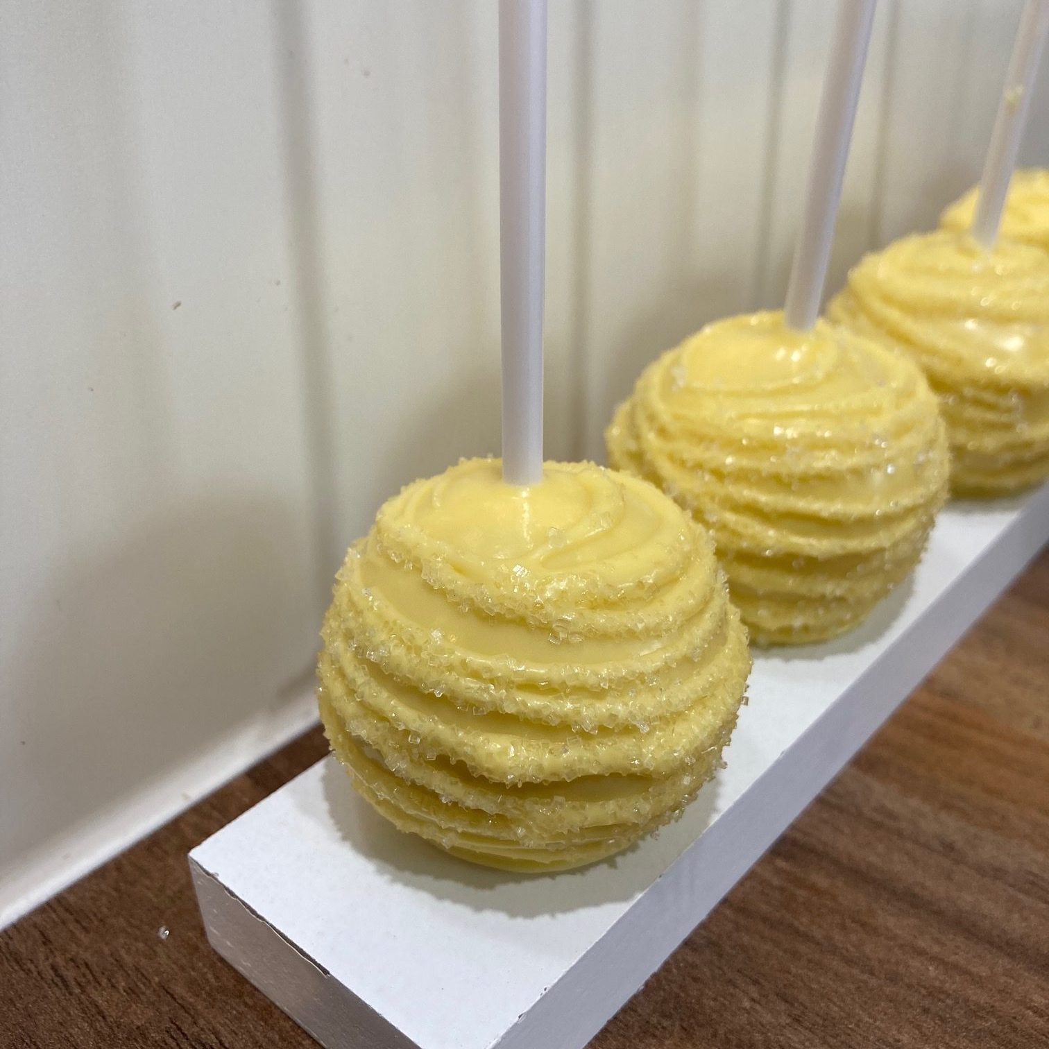 Yellow cake pops